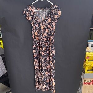 Old Navy Black Maxi Dress with Peach Floral